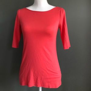 Scoop Back Coral 3/4 cotton tee